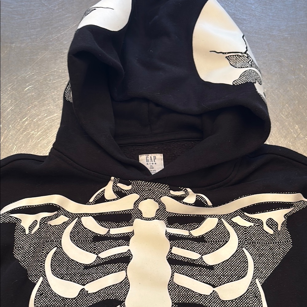Black Hoodie with Skeleton Design